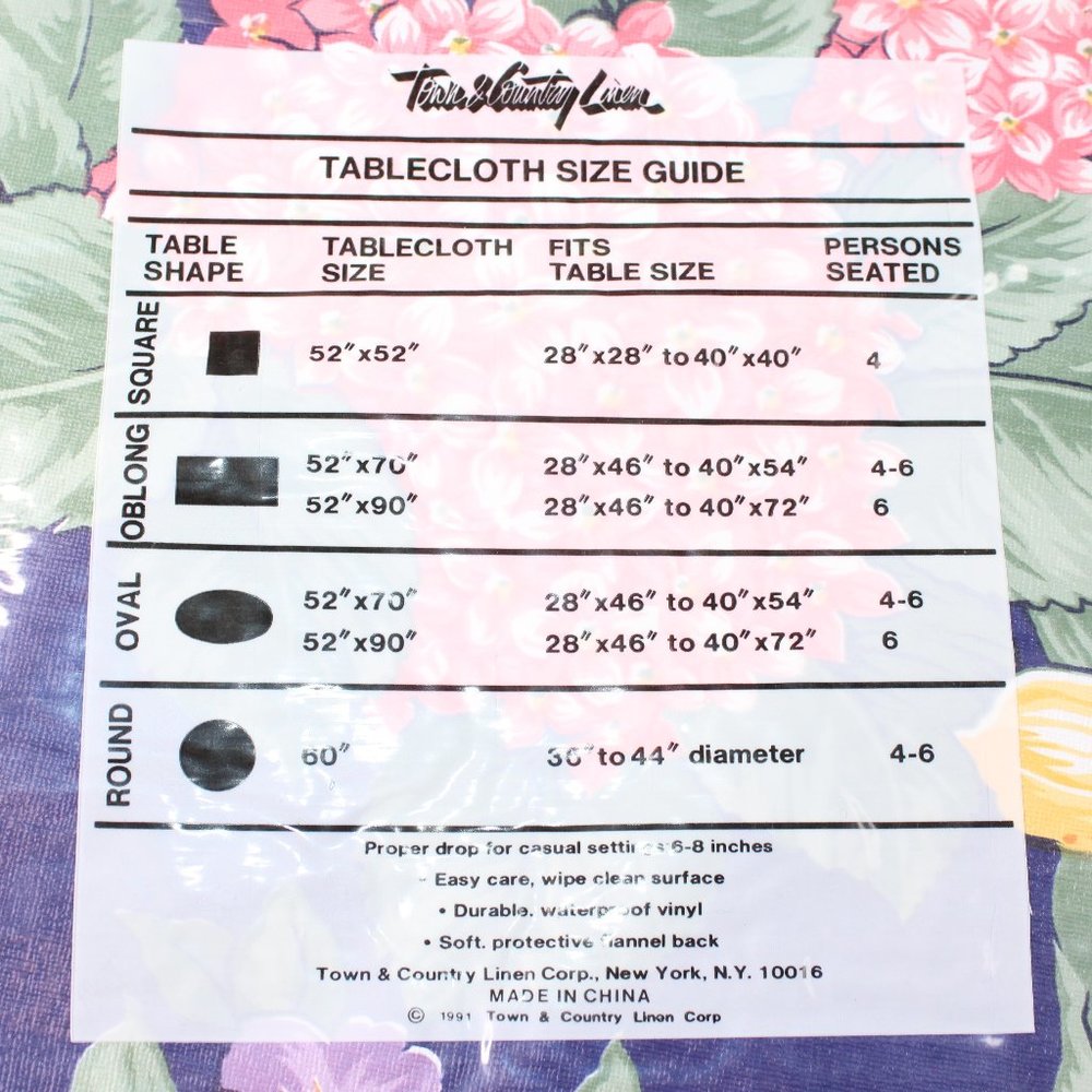 Vintage Vinyl 50" Round Flannel Back Tablecloth #112 - Picture 6 of 6